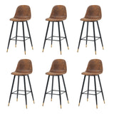 Set of 6 industrial bar stools with suede back - CHARLTON BAR