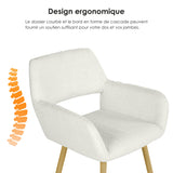 Lot de 2 chaises de salle à manger scandinaves avec accoudoirs en tissu bouclette beige - CROMWELL BOUCLE BEIGE