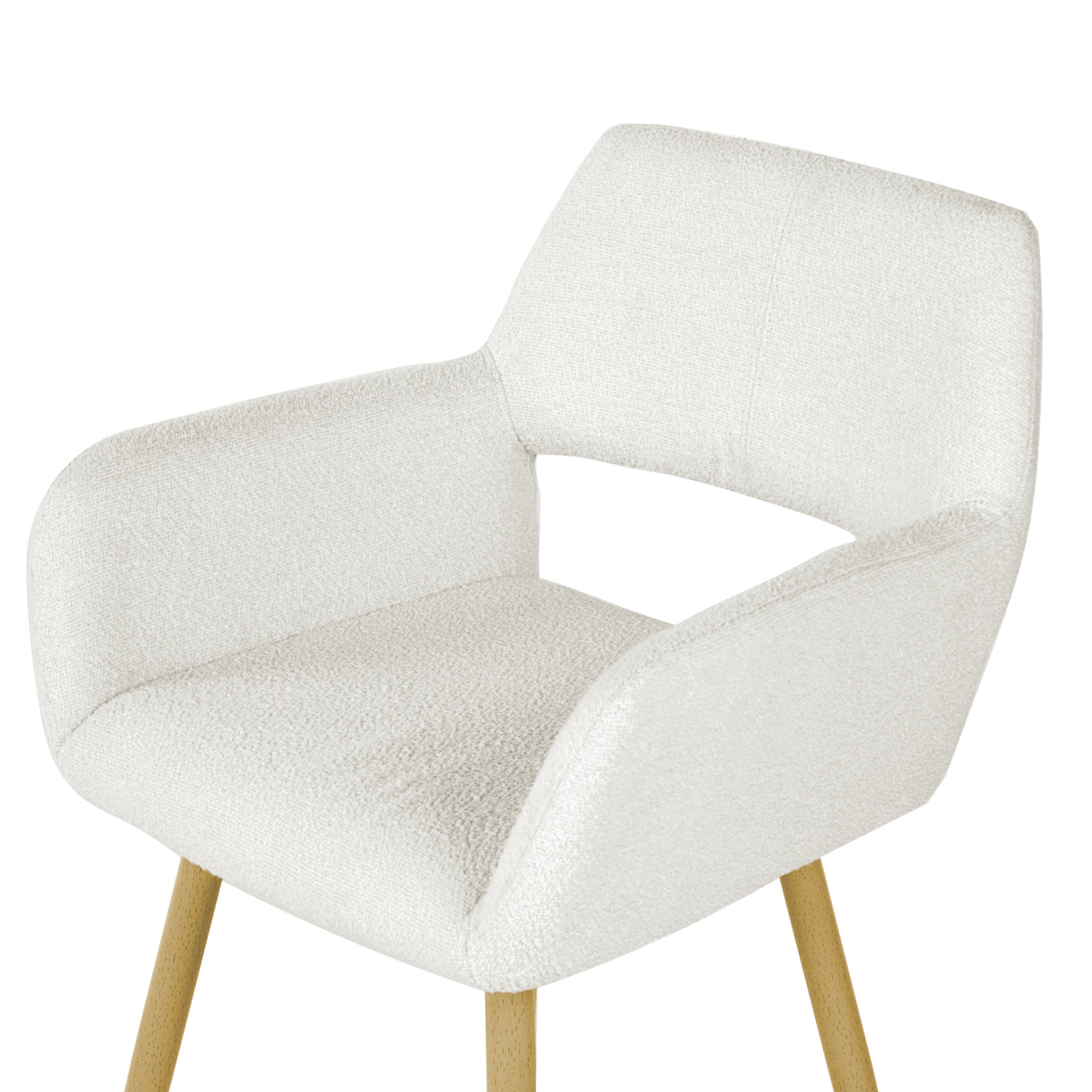 Lot de 2 chaises de salle à manger scandinaves avec accoudoirs en tissu bouclette beige - CROMWELL BOUCLE BEIGE