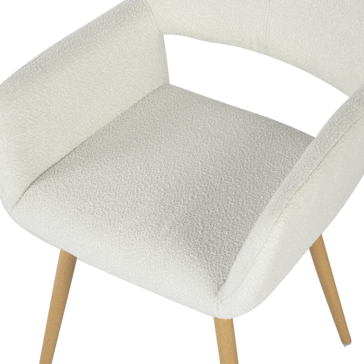 Lot de 2 chaises de salle à manger scandinaves avec accoudoirs en tissu bouclette beige - CROMWELL BOUCLE BEIGE