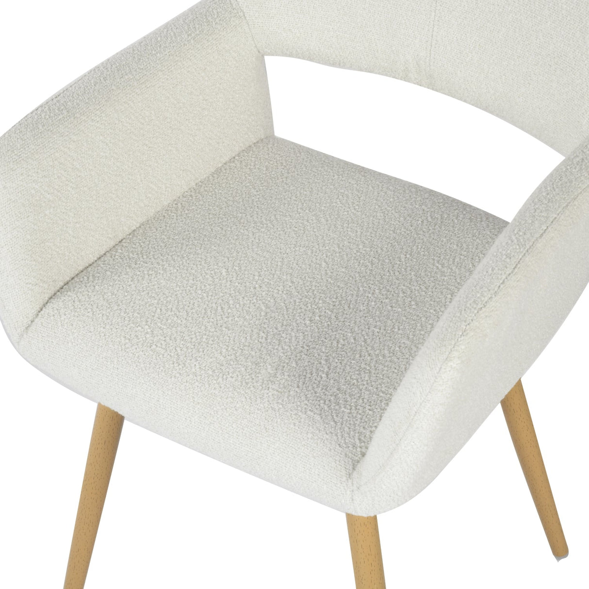 Lot de 4 chaises de salle à manger scandinaves avec accoudoirs en tissu bouclette beige - CROMWELL BOUCLE BEIGE 4PCS