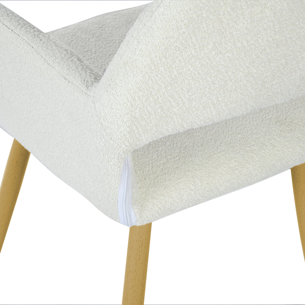 Lot de 2 chaises de salle à manger scandinaves avec accoudoirs en tissu bouclette beige - CROMWELL BOUCLE BEIGE