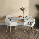 Set di 4 sedie per sala da pranzo scandinave, in tessuto spugna beige - CROMWELL BOUCLE BEIGE 4 PZ