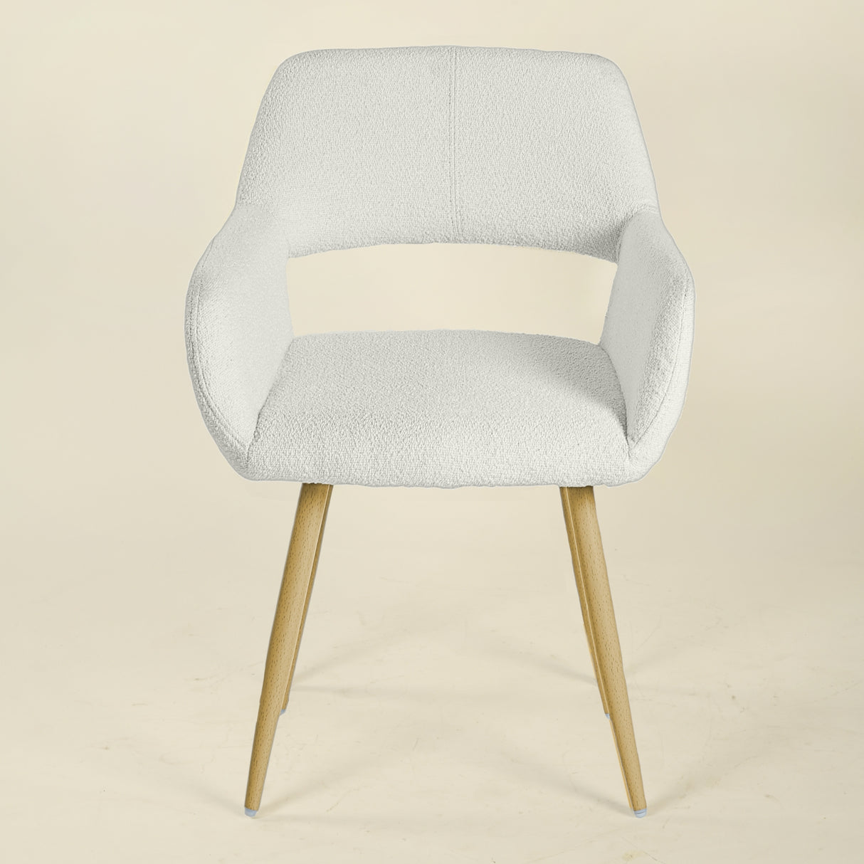 Lot de 2 chaises de salle à manger scandinaves avec accoudoirs en tissu bouclette beige - CROMWELL BOUCLE BEIGE