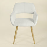 Lot de 2 chaises de salle à manger scandinaves avec accoudoirs en tissu bouclette beige - CROMWELL BOUCLE BEIGE