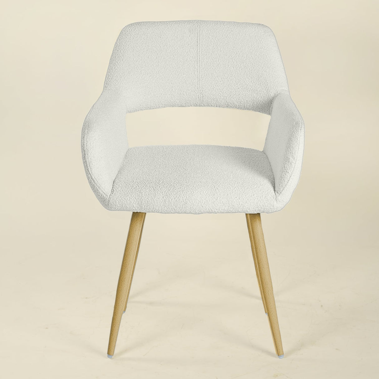 Lot de 4 chaises de salle à manger scandinaves avec accoudoirs en tissu bouclette beige - CROMWELL BOUCLE BEIGE 4PCS