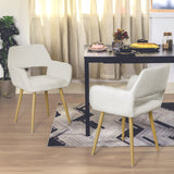 Set di 4 sedie per sala da pranzo scandinave, in tessuto spugna beige - CROMWELL BOUCLE BEIGE 4 PZ