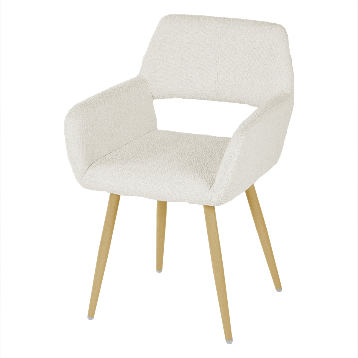 Lot de 2 chaises de salle à manger scandinaves avec accoudoirs en tissu bouclette beige - CROMWELL BOUCLE BEIGE