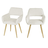 Lot de 2 chaises de salle à manger scandinaves avec accoudoirs en tissu bouclette beige - CROMWELL BOUCLE BEIGE