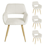 Lot de 4 chaises de salle à manger scandinaves avec accoudoirs en tissu bouclette beige - CROMWELL BOUCLE BEIGE 4PCS