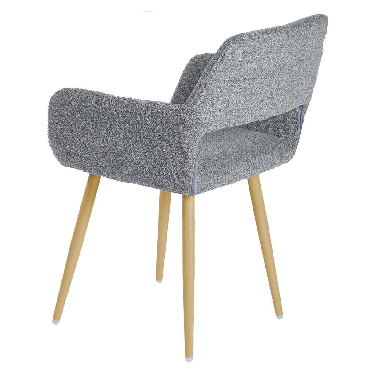 Lot de 4 chaises de salle à manger scandinaves avec accoudoirs en tissu bouclette gris - CROMWELL BOUCLE LIGHT GREY 4PCS