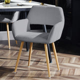 Lot de 2 chaises de salle à manger scandinaves avec accoudoirs en tissu bouclette gris - CROMWELL BOUCLE LIGHT GREY