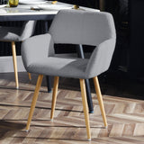 Lot de 4 chaises de salle à manger scandinaves avec accoudoirs en tissu bouclette gris - CROMWELL BOUCLE LIGHT GREY 4PCS