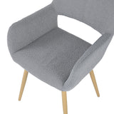 Lot de 2 chaises de salle à manger scandinaves avec accoudoirs en tissu bouclette gris - CROMWELL BOUCLE LIGHT GREY