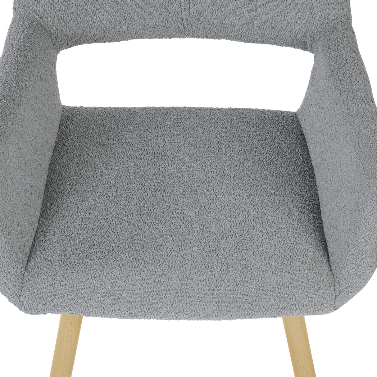 Lot de 2 chaises de salle à manger scandinaves avec accoudoirs en tissu bouclette gris - CROMWELL BOUCLE LIGHT GREY