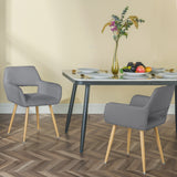 Lot de 2 chaises de salle à manger scandinaves avec accoudoirs en tissu bouclette gris - CROMWELL BOUCLE LIGHT GREY