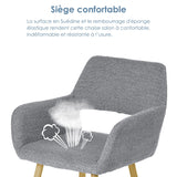 Set di 4 sedie per sala da pranzo scandinave, in tessuto spugna grigio - CROMWELL BOUCLE LIGHT GREY 4PZ