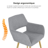 Lot de 2 chaises de salle à manger scandinaves avec accoudoirs en tissu bouclette gris - CROMWELL BOUCLE LIGHT GREY