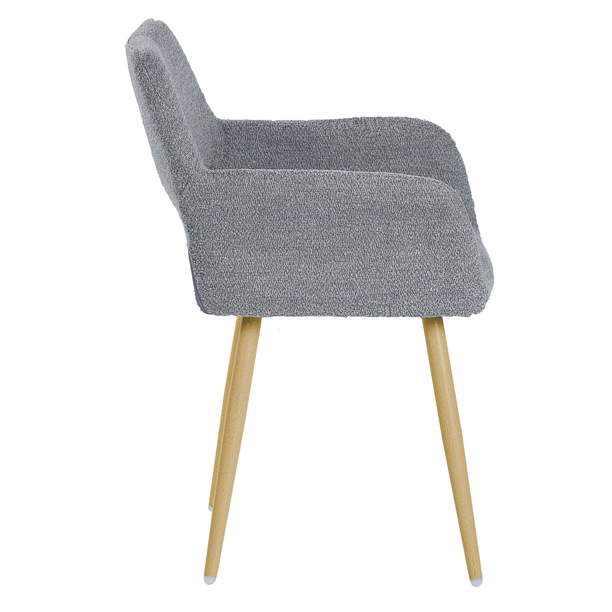 Lot de 4 chaises de salle à manger scandinaves avec accoudoirs en tissu bouclette gris - CROMWELL BOUCLE LIGHT GREY 4PCS