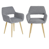 Lot de 2 chaises de salle à manger scandinaves avec accoudoirs en tissu bouclette gris - CROMWELL BOUCLE LIGHT GREY