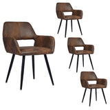 Lot de 4 chaises de salle à manger scandinaves avec accoudoirs en suédine - CROMWELL BROWN