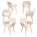 Lot de 6 fauteuils de salle à manger scandinaves avec accoudoirs en velours côtelé beige - CROMWELL CORDUROY