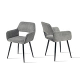 Set of 2 Scandinavian dining room armchairs with gray corduroy armrests - CROMWELL CORDUROY