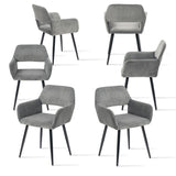 Lot de 6 fauteuils de salle à manger scandinaves avec accoudoirs en velours côtelé gris - CROMWELL CORDUROY