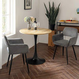 Juego de 4 sillones de comedor escandinavos con reposabrazos de pana gris - CROMWELL CORDUROY