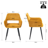 Lot de 6 fauteuils de salle à manger scandinaves avec accoudoirs en velours côtelé jaune safran - CROMWELL CORDUROY