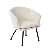 Contemporary relaxation armchair in beige fabric, robust black metal structure - DIXIER FABRIC BEIGE