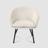 Contemporary relaxation armchair in beige fabric, robust black metal structure - DIXIER FABRIC BEIGE