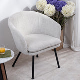 Contemporary relaxation armchair in beige fabric, robust black metal structure - DIXIER FABRIC BEIGE