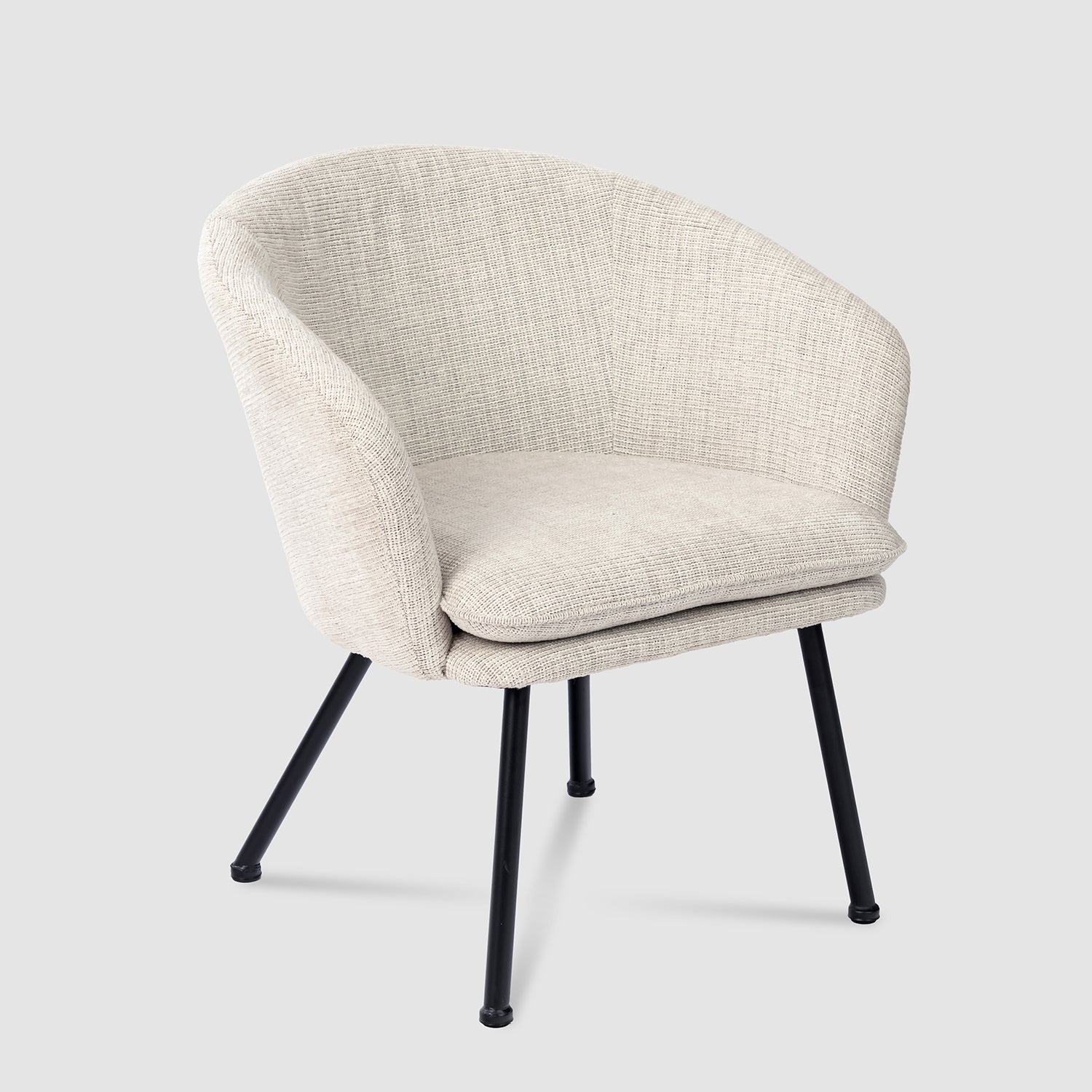 Fauteuil de détente Contemporain en tissu beige, structure robuste en métal noir - DIXIER FABRIC BEIGE