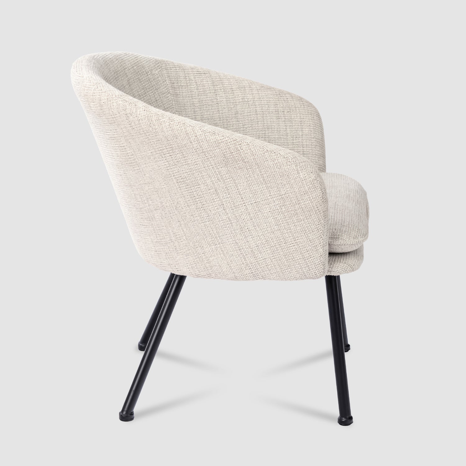 Fauteuil de détente Contemporain en tissu beige, structure robuste en métal noir - DIXIER FABRIC BEIGE