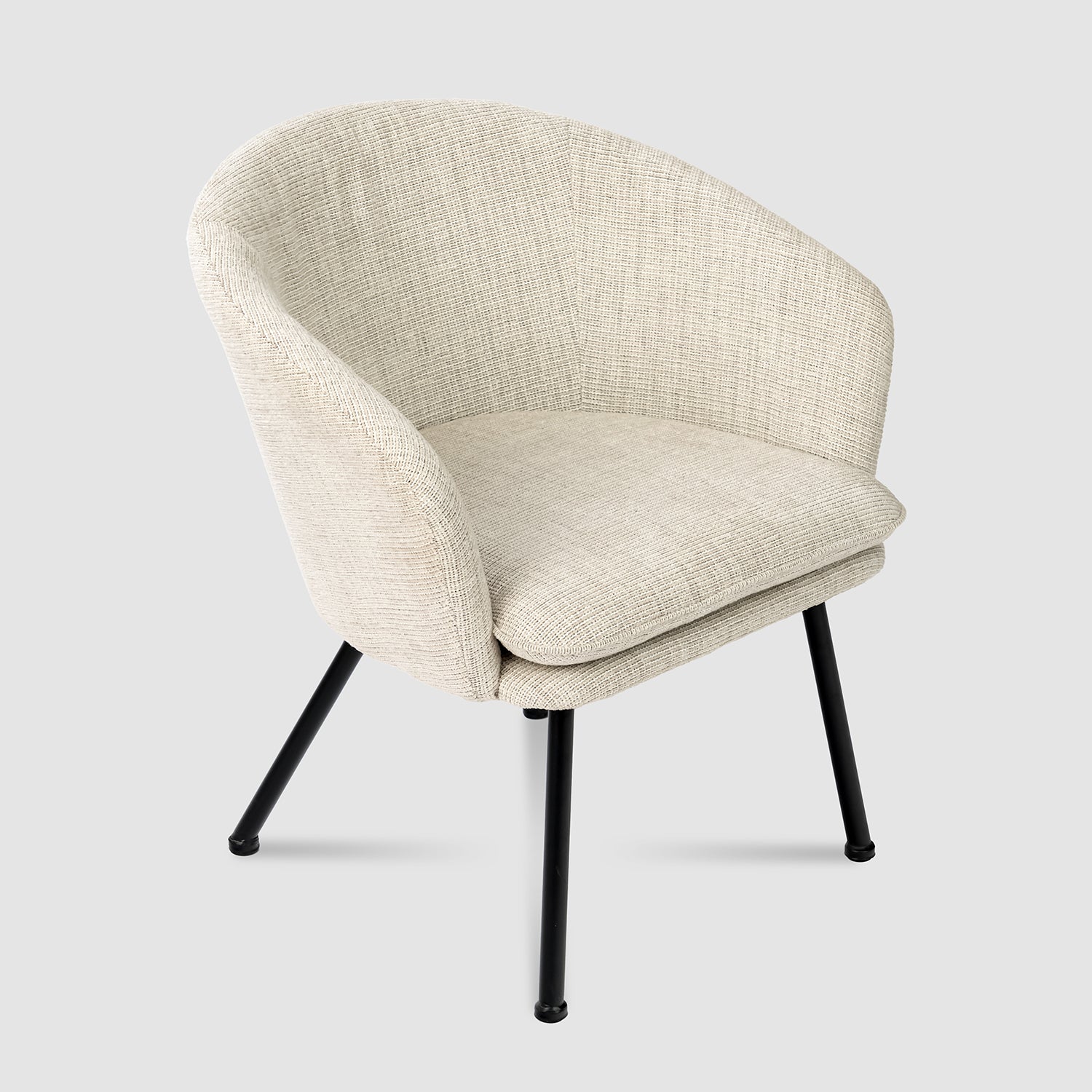 Contemporary relaxation armchair in beige fabric, robust black metal structure - DIXIER FABRIC BEIGE