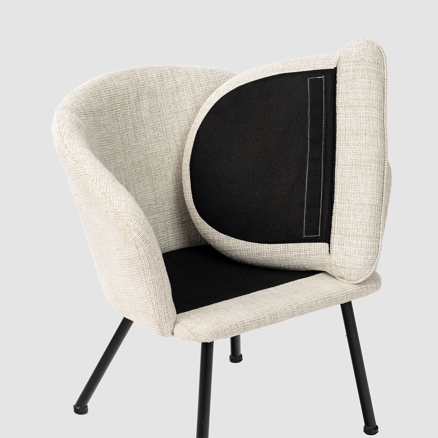 Fauteuil de détente Contemporain en tissu beige, structure robuste en métal noir - DIXIER FABRIC BEIGE