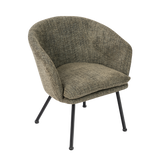 Contemporary relaxation armchair in dark green fabric, robust black metal structure - DIXIER FABRIC DARK GREEN