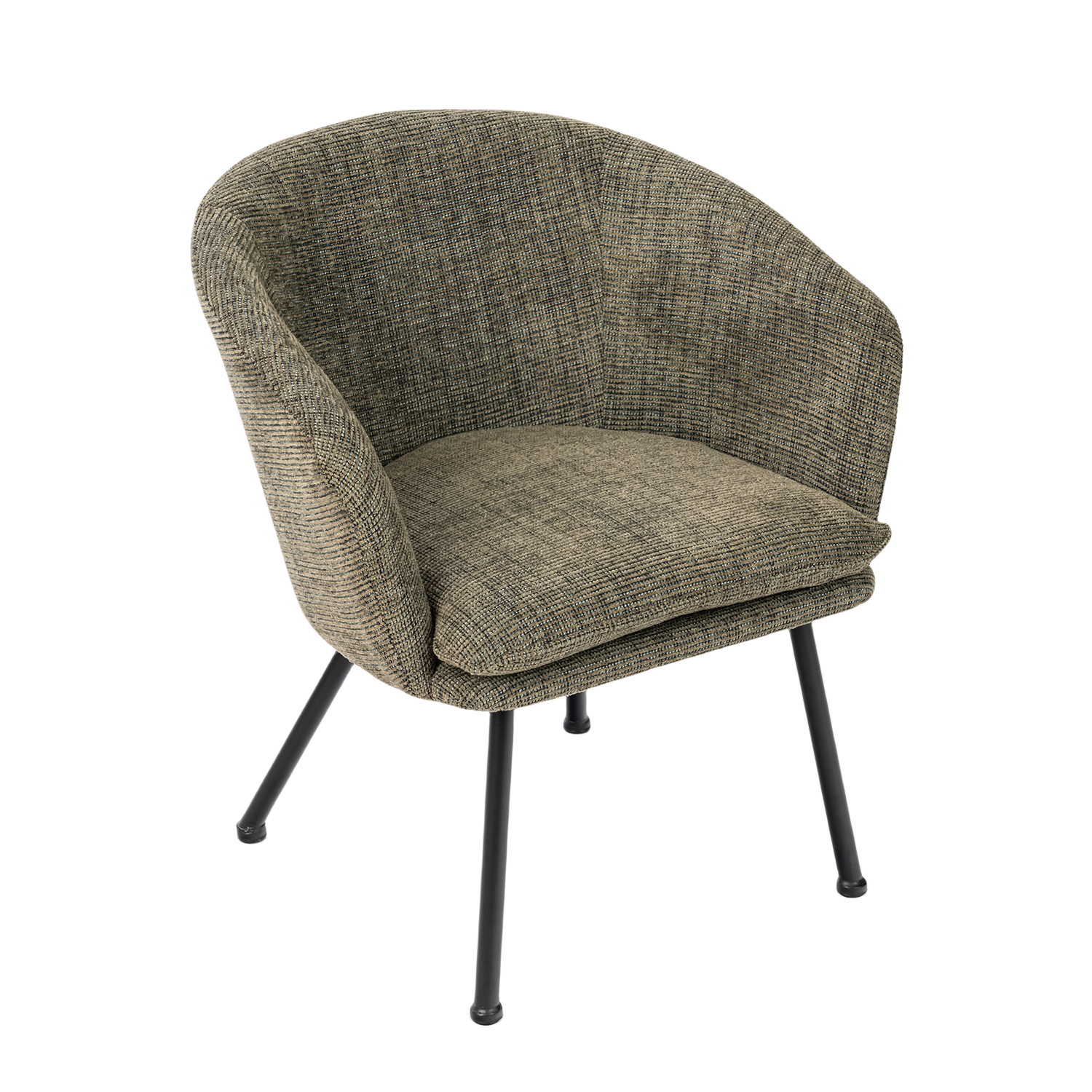 Contemporary relaxation armchair in dark green fabric, robust black metal structure - DIXIER FABRIC DARK GREEN