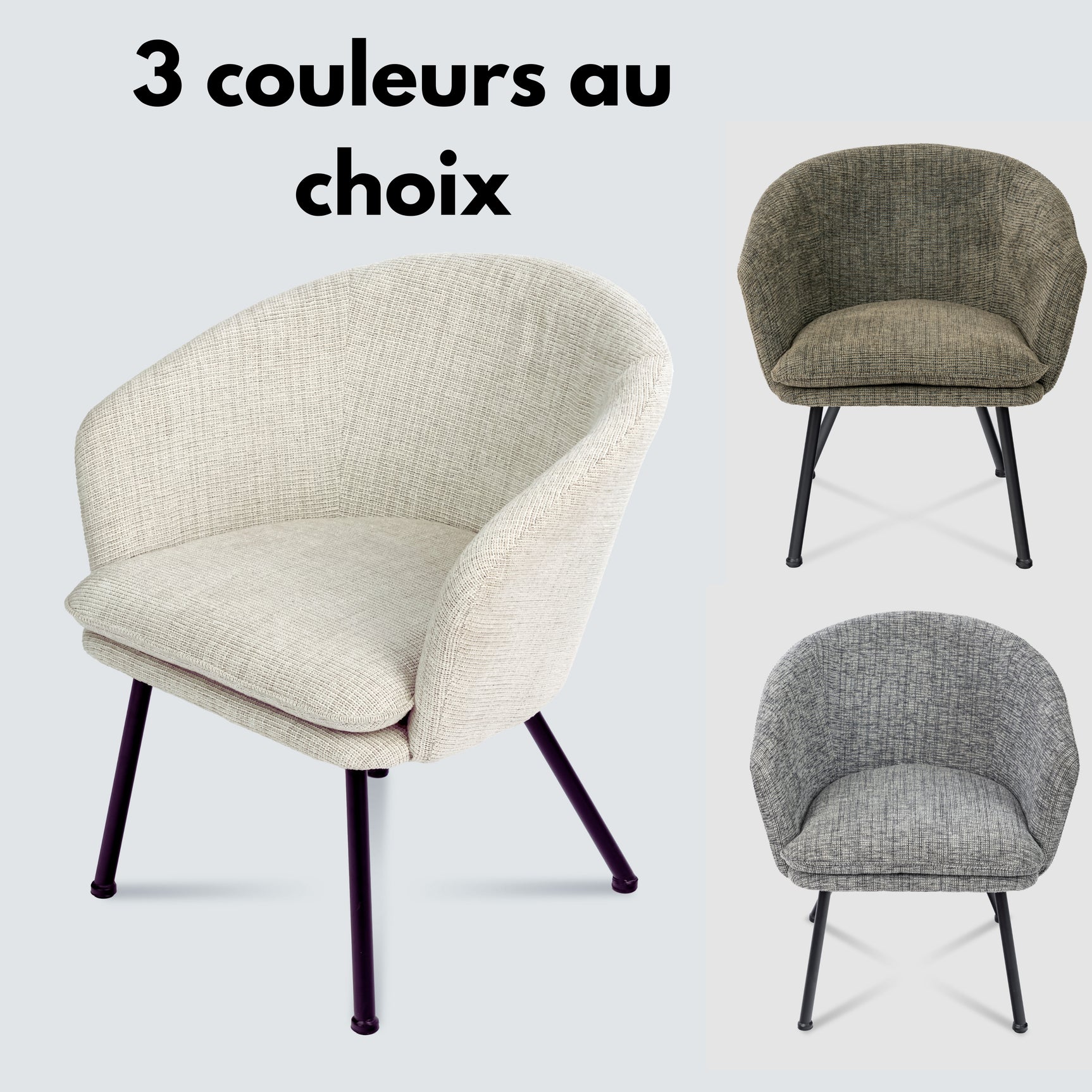 Fauteuil de détente Contemporain en tissu vert foncé, structure robuste en métal noir - DIXIER FABRIC DARK GREEN