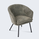 Contemporary relaxation armchair in dark green fabric, robust black metal structure - DIXIER FABRIC DARK GREEN