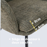 Fauteuil de détente Contemporain en tissu vert foncé, structure robuste en métal noir - DIXIER FABRIC DARK GREEN