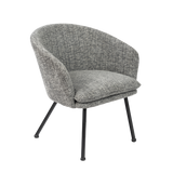 Fauteuil de détente Contemporain en tissu gris foncé, structure robuste en métal noir - DIXIER FABRIC DARK GREY