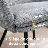 Fauteuil de détente Contemporain en tissu gris foncé, structure robuste en métal noir - DIXIER FABRIC DARK GREY