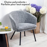 Fauteuil de détente Contemporain en tissu gris foncé, structure robuste en métal noir - DIXIER FABRIC DARK GREY