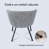 Fauteuil de détente Contemporain en tissu gris foncé, structure robuste en métal noir - DIXIER FABRIC DARK GREY