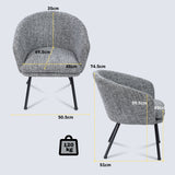 Fauteuil de détente Contemporain en tissu gris foncé, structure robuste en métal noir - DIXIER FABRIC DARK GREY