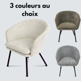 Fauteuil de détente Contemporain en tissu gris foncé, structure robuste en métal noir - DIXIER FABRIC DARK GREY