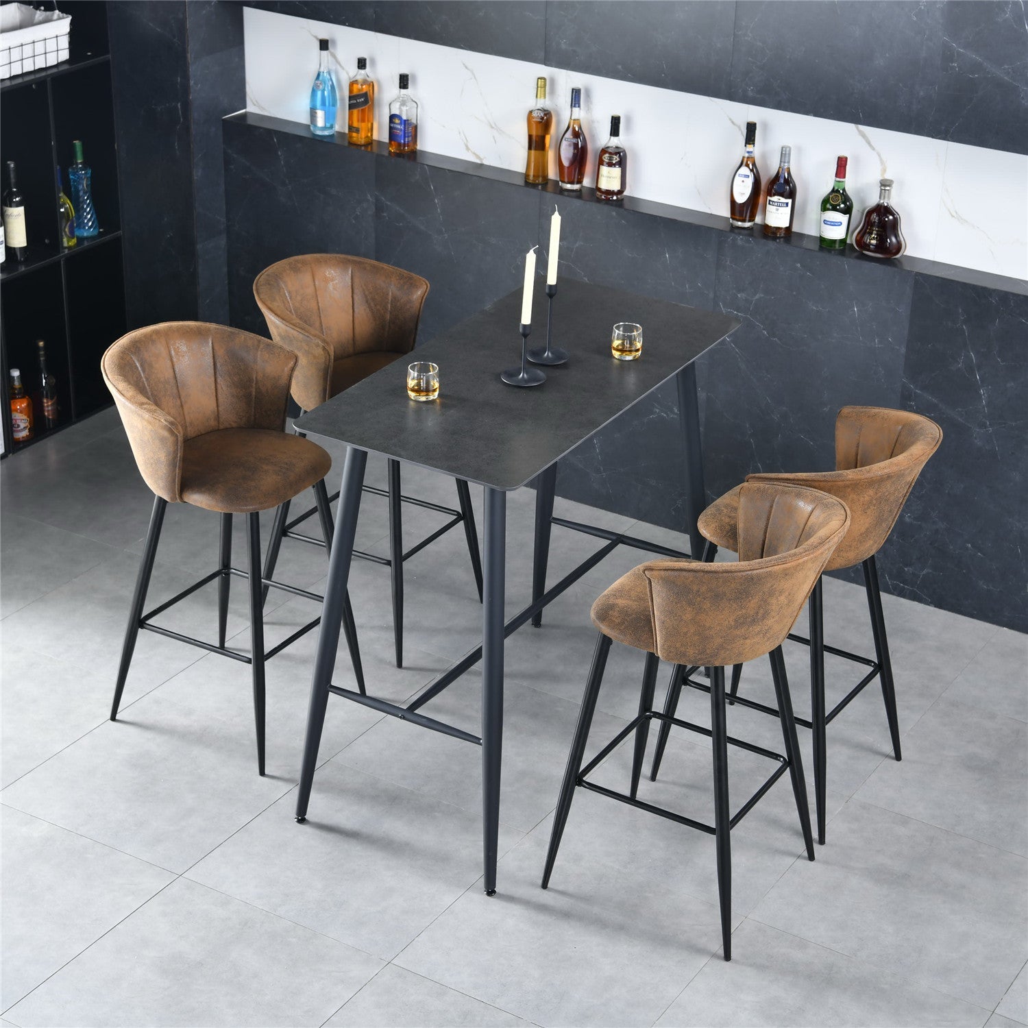 Set of 4 industrial bar stools with armrests and Sweden file - Dononic Bar