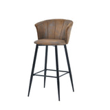 Lot de 6 tabourets de bar rétro industriels, en suédine effet suède/daim, avec pieds et repose pieds en métal noir - DONCIC BAR CHAIR SUEDE 6PCS